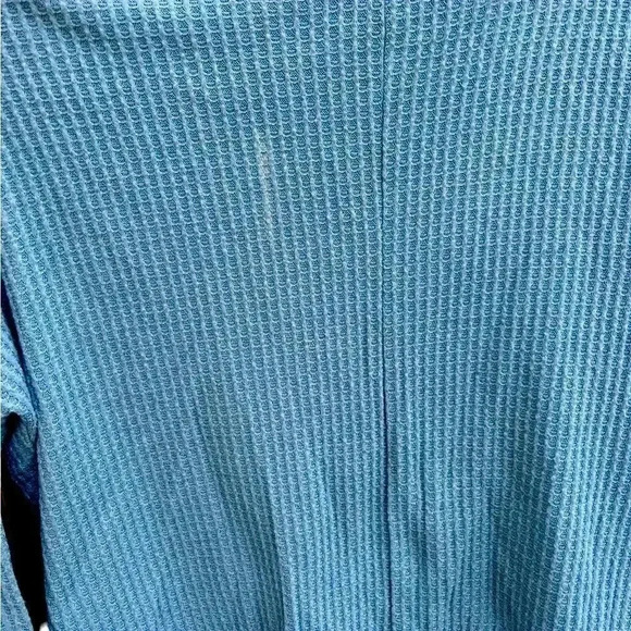 Wild Fable Waffle Knit Top Button Down Tie Front Long Sleeve Blue Size S - Picture 4 of 5